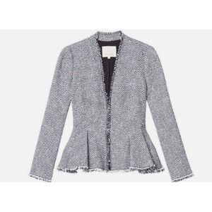 Rebecca‎ Taylor Lurex Tweed Peplum Knit Blazer Jacket